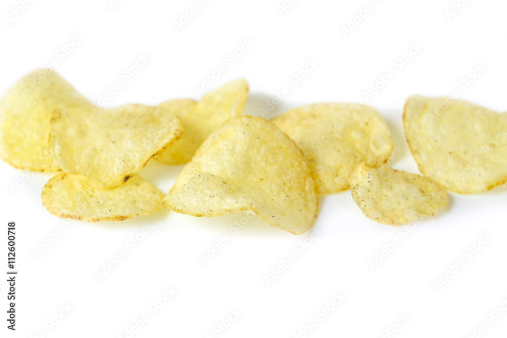 Potato chips on white background - isolated Potato chips on white background - isolated