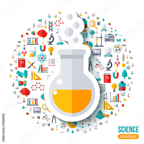 Chemical flask with bubbles flat sticker