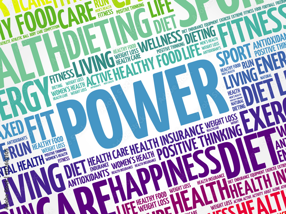 POWER word cloud background, health concept POWER word cloud background, health concept