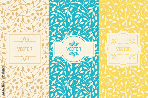 Vector set of design elements, borders and frames, seamless patt