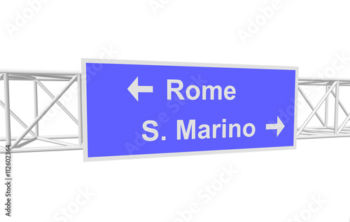 3dl illustration of a road sign with directions photo