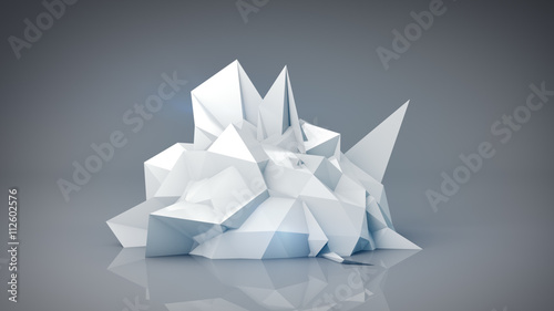 White polygonal shape. Abst...