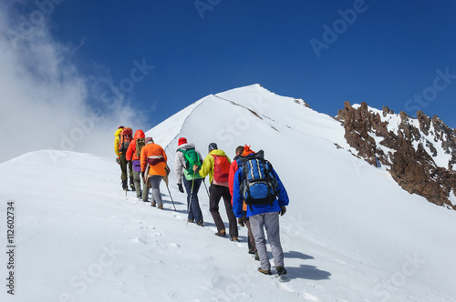 Group climbers goes down from the top of Erciyes volcano. © tns2710