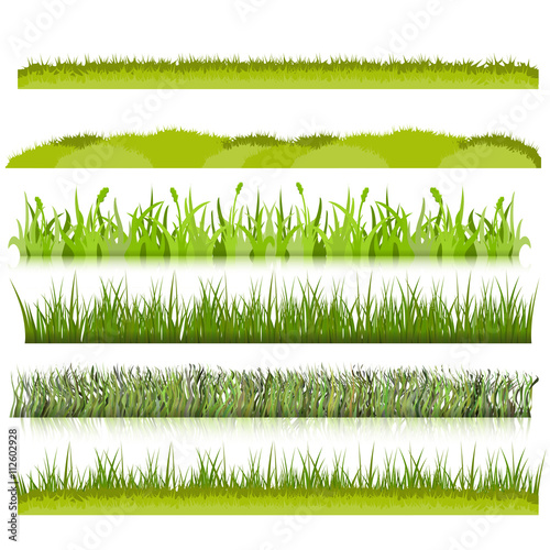 Green grass borders set vector