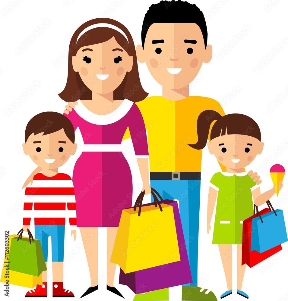 Shopping concept with european family buyer.