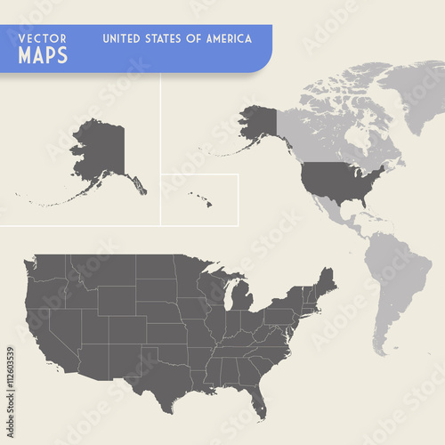 Fototapeta USA Vector hi quality map