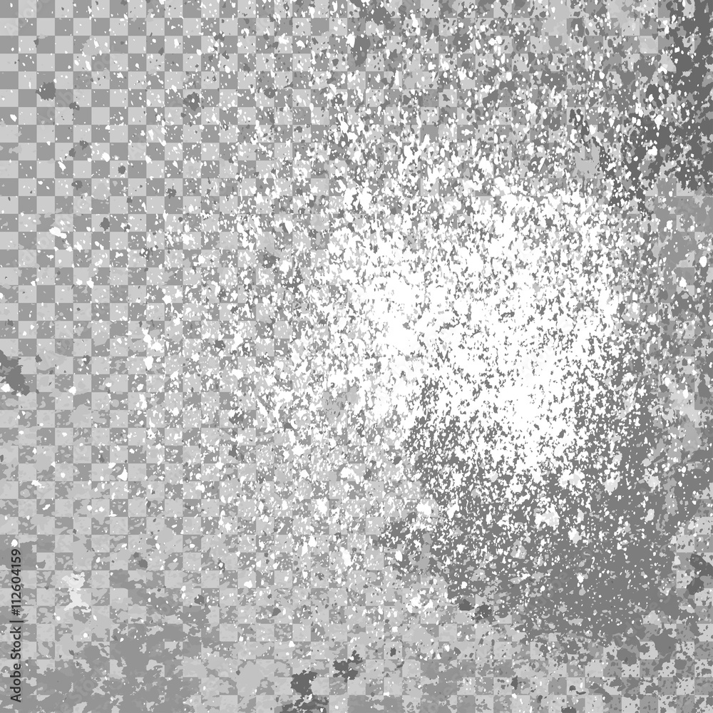 Silver explosion of paint splatter. Isolated on transparent gray