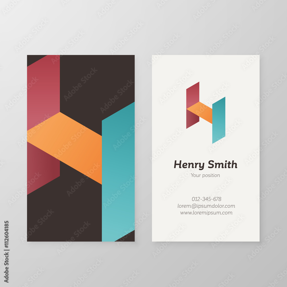 Business card isometric logo letter H vector template.
