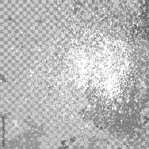 Silver explosion of paint splatter. Isolated on transparent gray