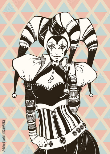 A girl in costume jester