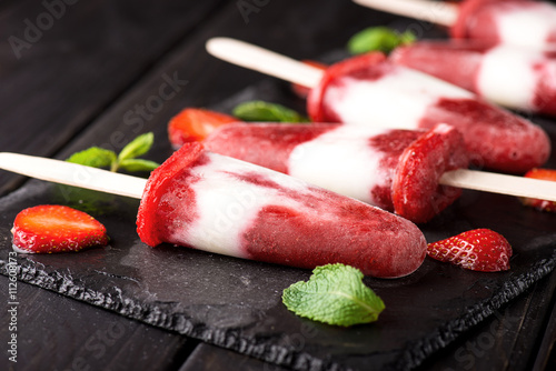 Wallpaper Mural Homemade strawberry yogurt ice cream popsicles Torontodigital.ca