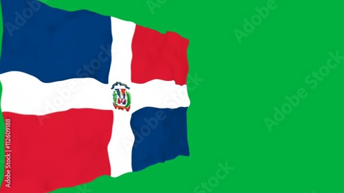 Flag of Dominican Republic. Official Dominican Republic People's Liberation Front flag. Isolated waving Dominican Republic national flag on white background.