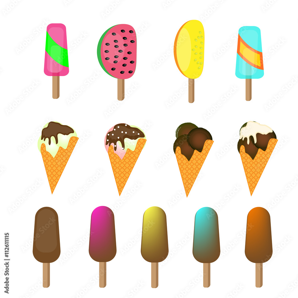 Ice cream set. Ice cream collection. Vector illustration Ice cream set. Ice cream collection. Vector illustration