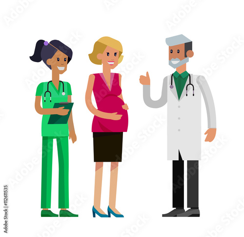 Happy pregnant woman having a doctor visit