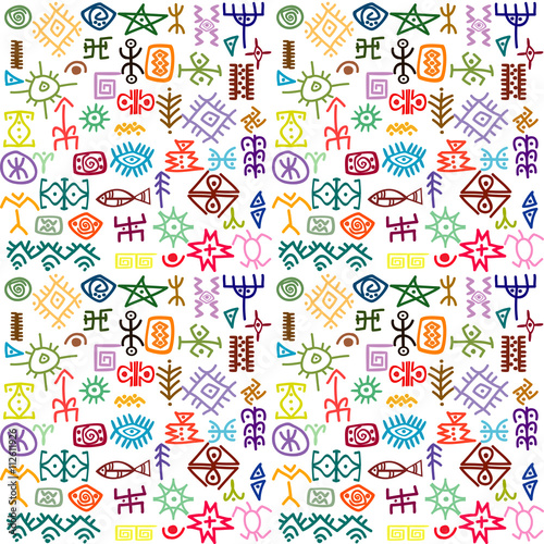 Tribal ethnic symbols colorful background