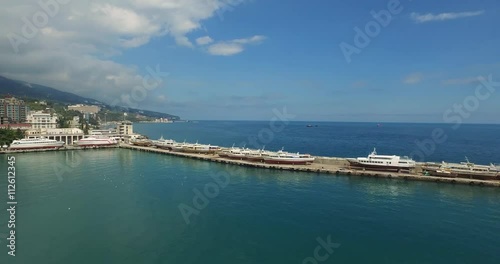 Wallpaper Mural Aerial shot of the empty boats waiting for the tourist and boating season to start.  Shoot is made on the peninsula of Crimea Torontodigital.ca