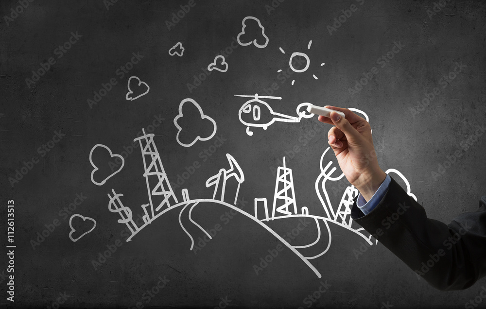 Oil production chalk drawing Oil production chalk drawing