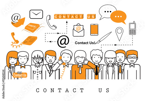 Business People-Contact Us-On White Background-Vector Illustration, Graphic Design
