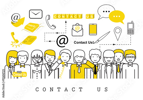 Business People-Contact Us-On White Background-Vector Illustration, Graphic Design
