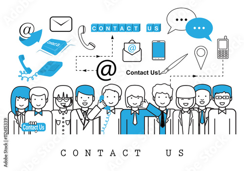 Business People-Contact Us-On White Background-Vector Illustration, Graphic Design
