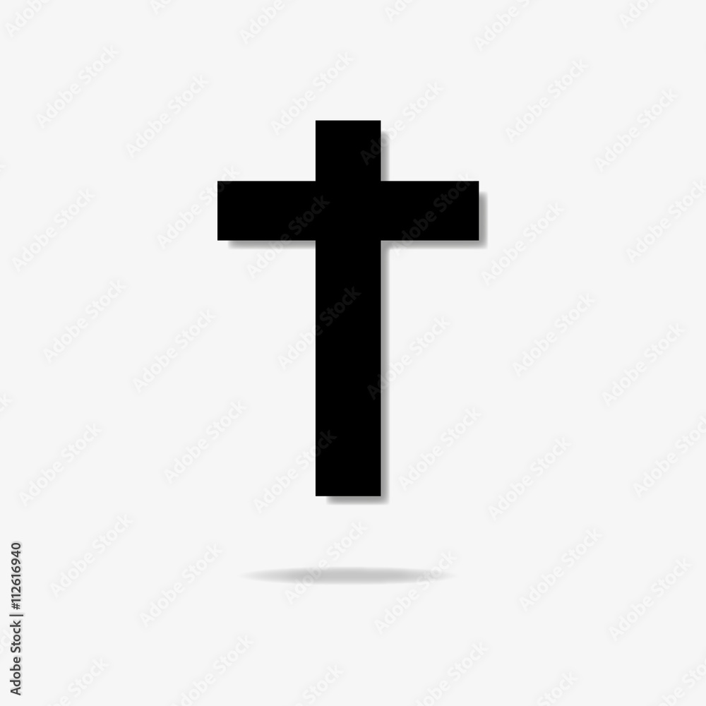 Cross with shadow on a gray background