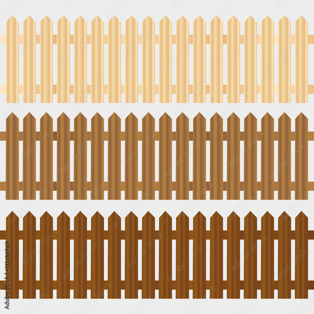 Three of the fence in different colors on a gray background Three of the fence in different colors on a gray background