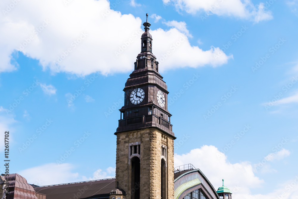 Clock tower of Hamburg main railway station.