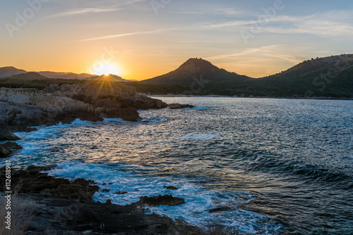 Sunset at Cala Agulla on Mallorca, Spain