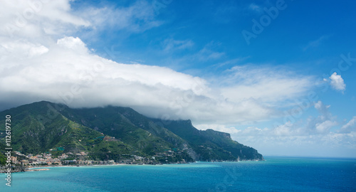 Scenic picture-postcard view of Amalfi coast