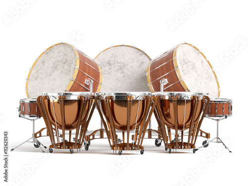 Photos Orchestra drums isolated on white 3D rendering