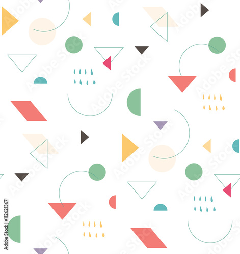 Bright geometric pattern in the style of the 80's 90's for the cover design, background, cover, fabric, fashion. Holiday repeating pattern