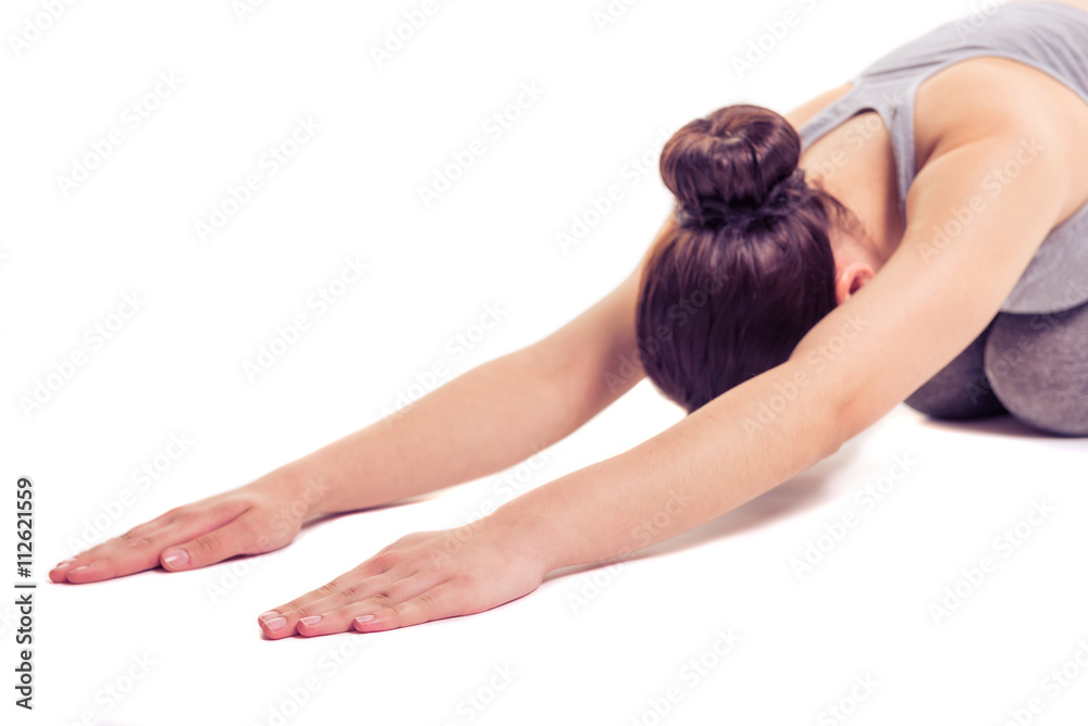 Fototapeta premium Attractive girl doing yoga