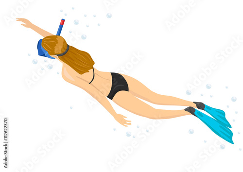 Young woman with mask snorkeling