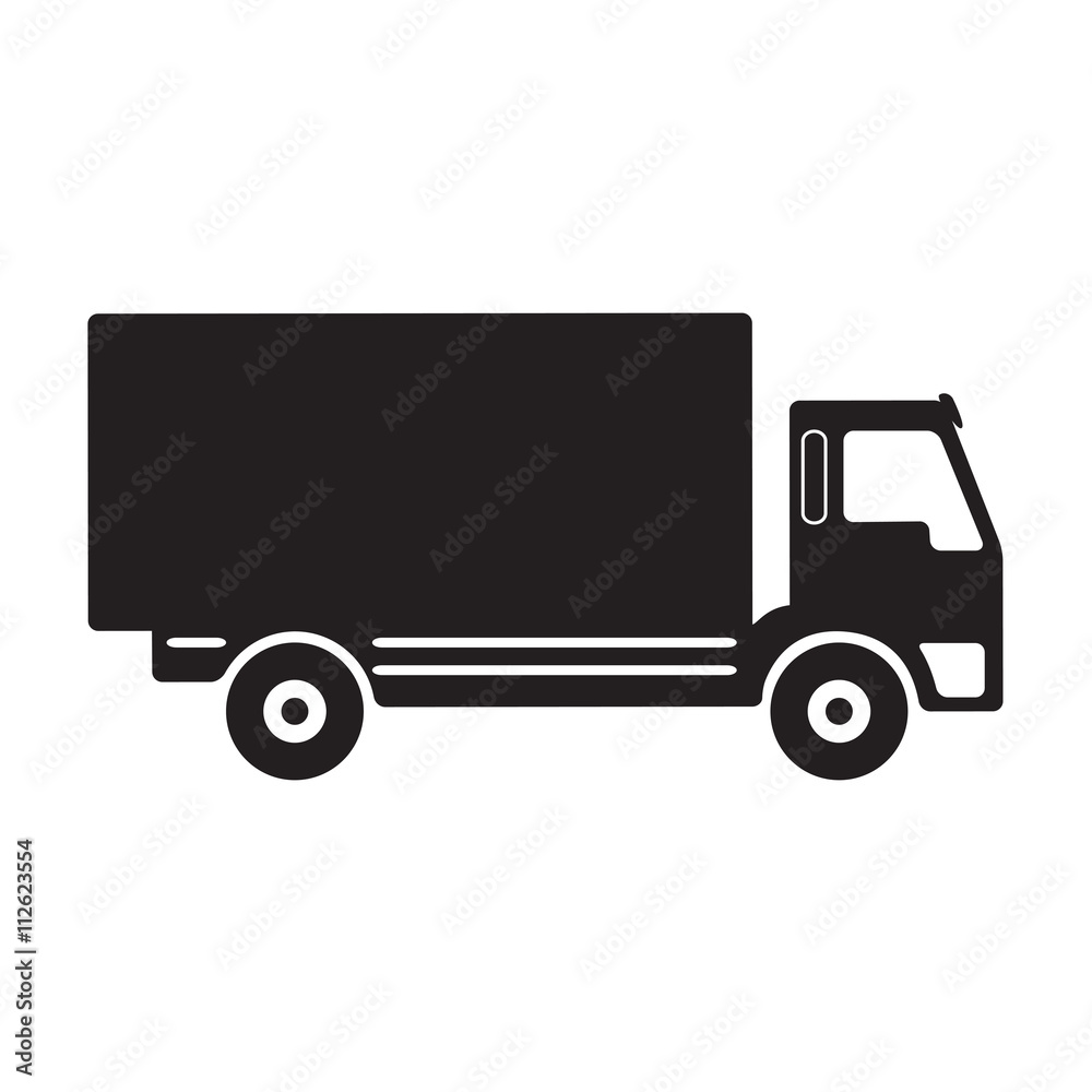 Truck icon or sign. Vector black on white truck silhouette. Truck icon or sign. Vector black on white truck silhouette.