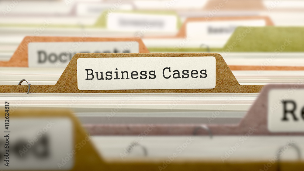 Obraz premium Business Cases - Folder Register Name in Directory. Colored, Blurred Image. Closeup View. 3D Render.
