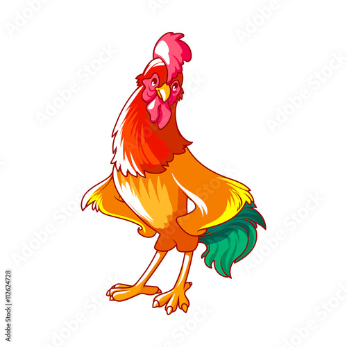Stampa su tela Colorful rooster. Symbol of 2017.