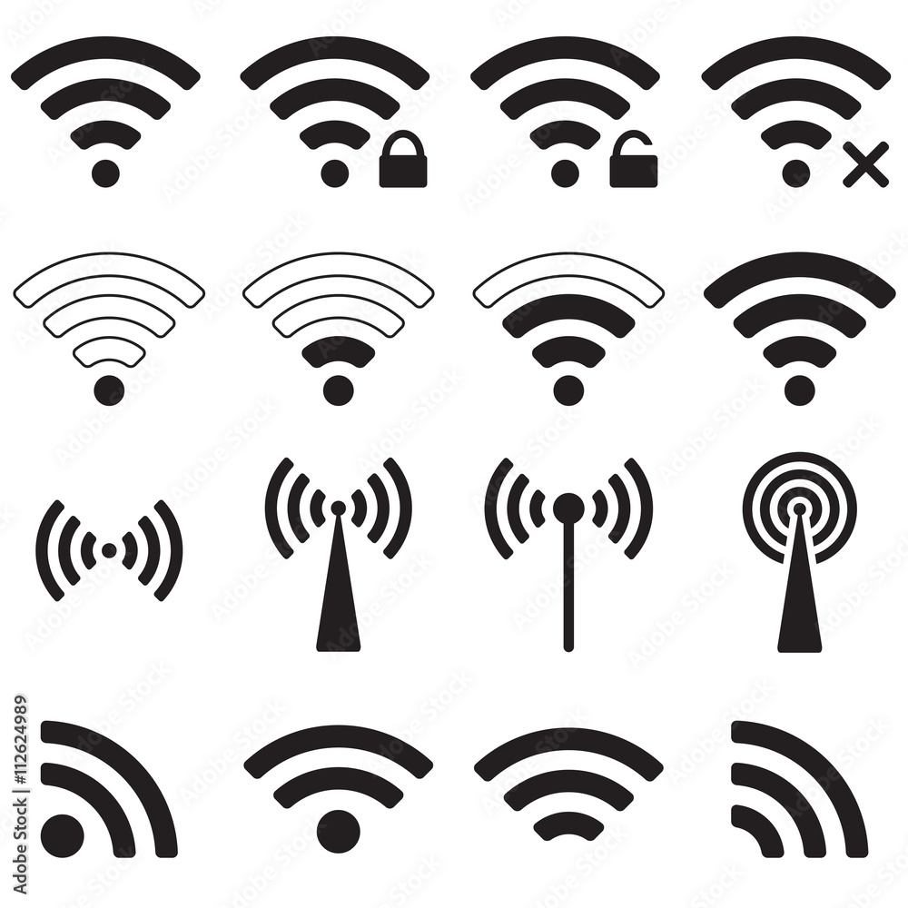 Wifi or wireless icons set for remote access. Vector illustration. Wifi or wireless icons set for remote access. Vector illustration.