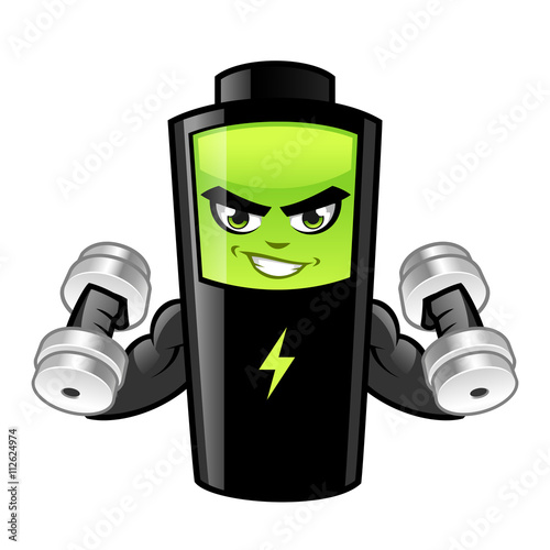 Batería musculosa levantando pesas