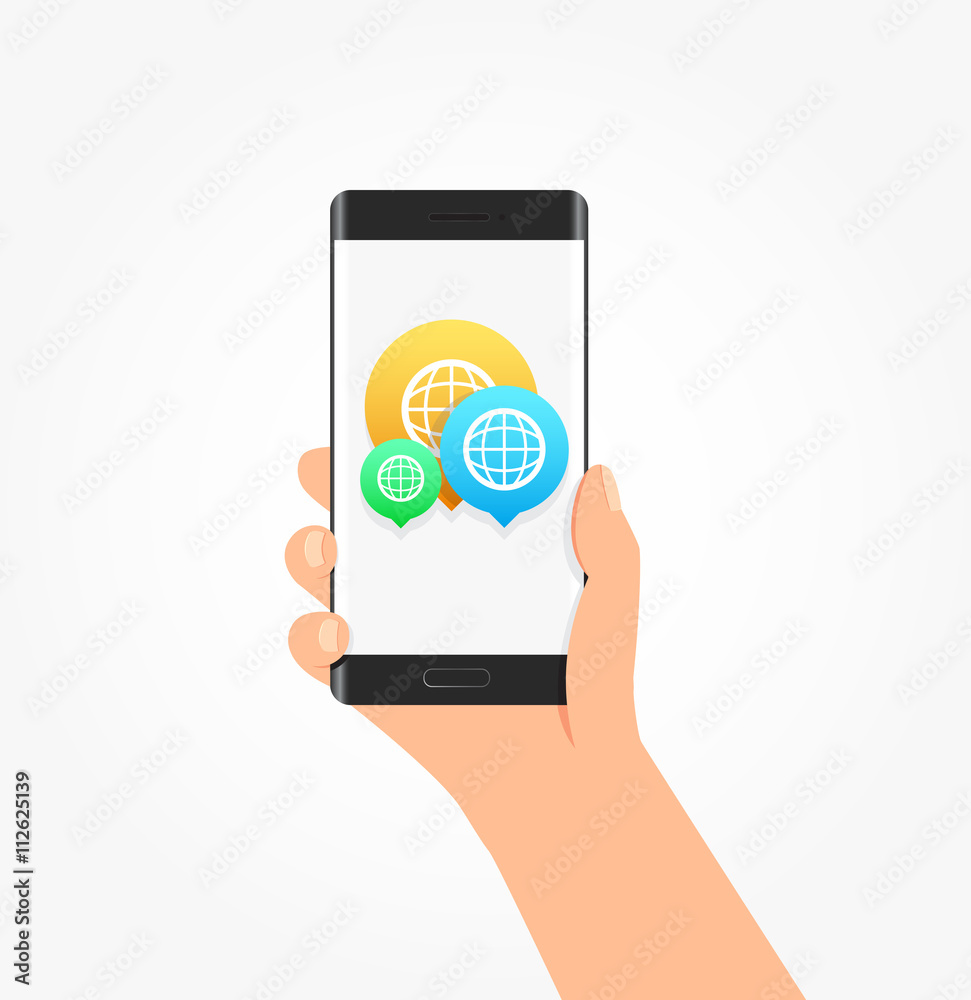 World Globe Icon Bubbles Phone Vector Illustration World Globe Icon Bubbles Phone Vector Illustration