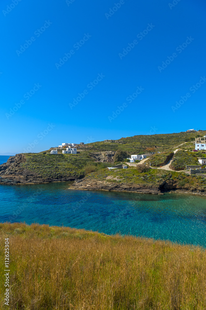 Syros from above. Panoramic view of the greek countryside during