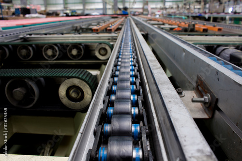 Conveyor in the production line of the factory.