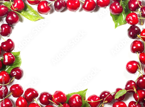 Panoramic composition of ripe cherries