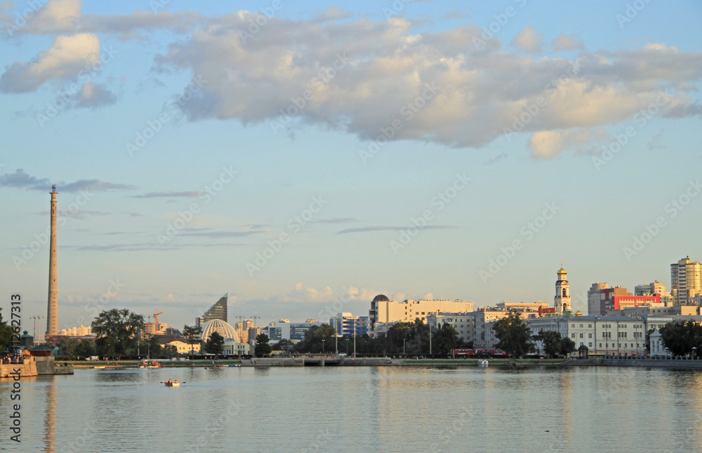 cityscape of Yekaterinburg, the city pond