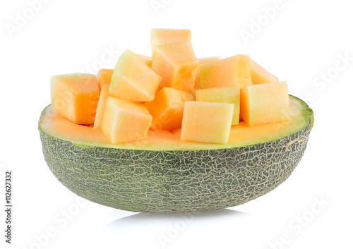 melon slices isolated on white background