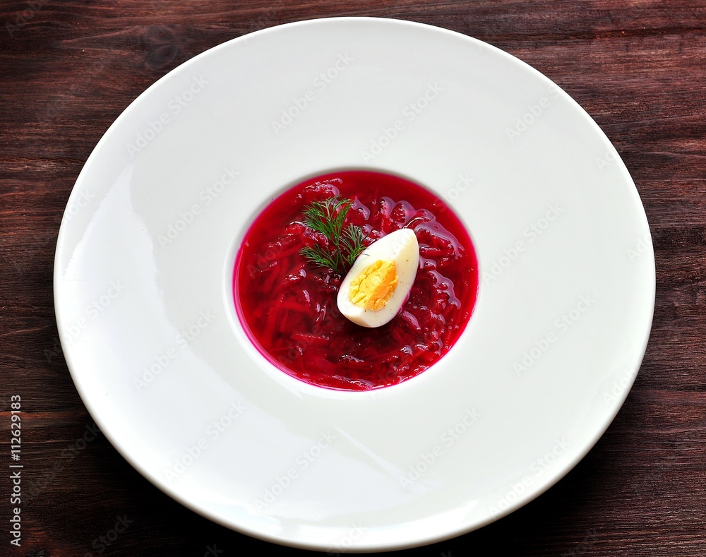 Cold summer soup from boiled beets and eggs Cold summer soup from boiled beets and eggs