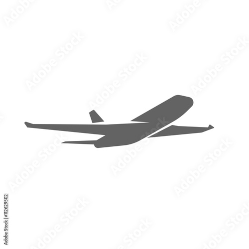 Plane taking off silhouette vector illustration, black airplane take off shape, jet airliner takeoff, plane departure modern design isolated on white background