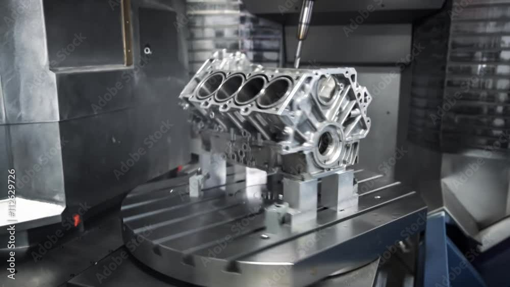 Metalworking CNC milling machine. Cutting metal modern processing technology.
