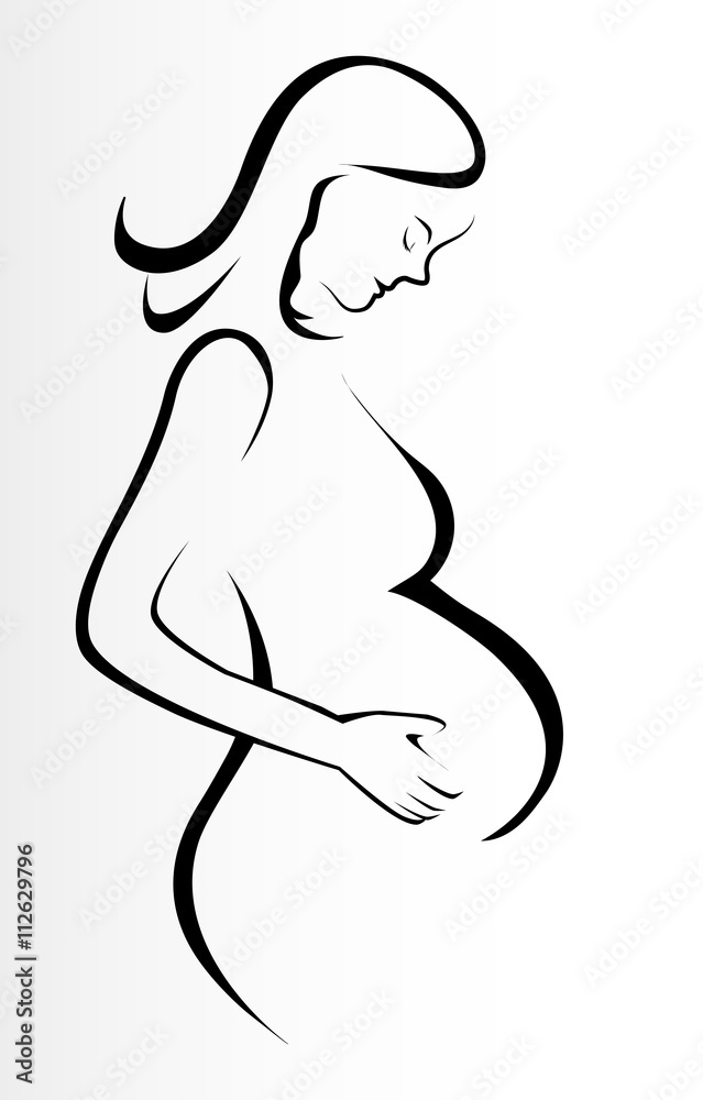 Smiling pregnant woman in a simple drawing on Craiyon