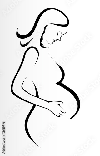 Pregnant woman silhouette simple vector. Hand drawn stylish sketch mother.