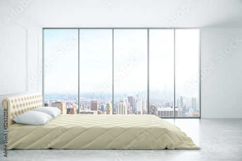 Canvas Print Bedroom with city view side